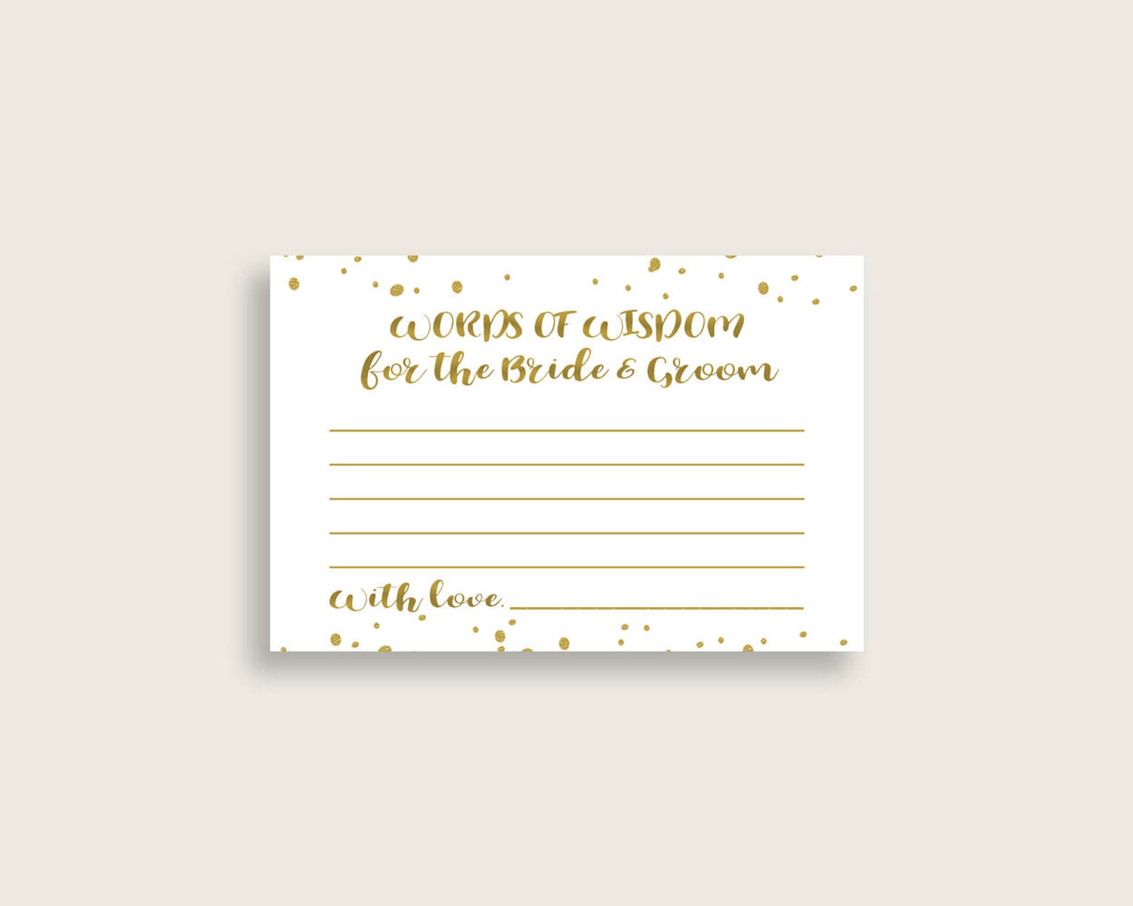 Words of Wisdom Bridal Shower Words of Wisdom Gold Bridal Etsy