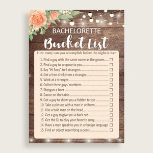 Bachelorette Bucket List Bridal Shower Bachelorette Bucket List Rustic Bridal Shower Bachelorette Bucket List Bridal Shower Flowers SC4GE image 1