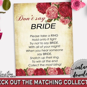 Don&#39;t Say Bride Bridal Shower Don&#39;t Say Bride Vintage Bridal Shower Don&#39;t Say Bride Bridal Shower Vintage Don&#39;t Say Bride Red Pink XBJK2