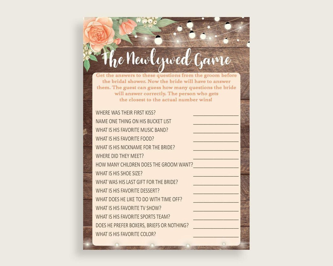 The Newlywed Game Bridal Shower the Newlywed Game Rustic Bridal Shower