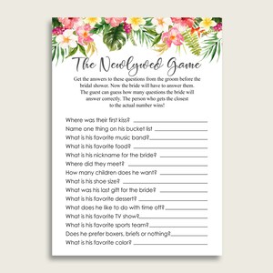 Hawaiian Bridal Shower The Newlywed Game, Pink Green How Well Do You Know The Groom, Who Knows The Groom Best, Instant Download, 9ENSG
