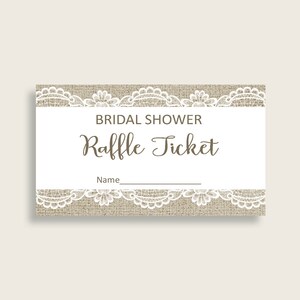 Raffle Ticket Bridal Shower Raffle Ticket Burlap and Lace Bridal Shower ...