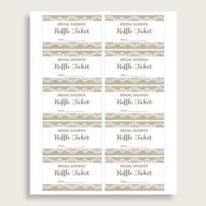 Raffle Ticket Bridal Shower Raffle Ticket Burlap and Lace Bridal Shower ...