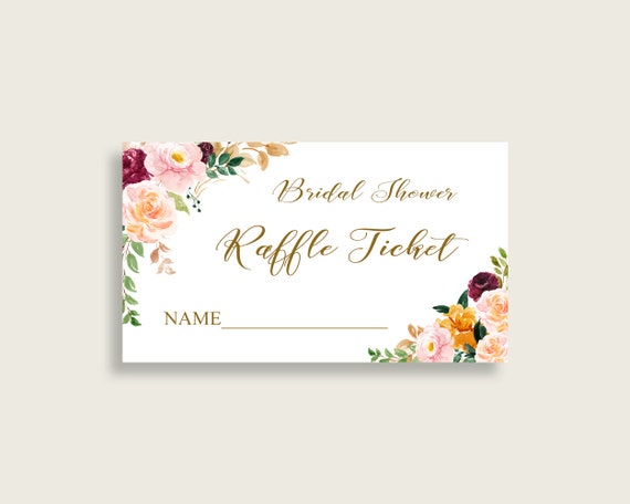 Romantic Floral Bridal Shower Raffle Tickets Rose Gold Pink | Etsy