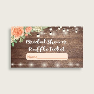 Raffle Ticket Bridal Shower Raffle Ticket Rustic Bridal Shower Raffle ...