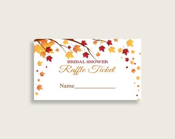 Raffle Ticket Bridal Shower Raffle Ticket Fall Bridal Shower Raffle Ticket Bridal Shower Autumn Raffle Ticket Brown Yellow prints YCZ2S