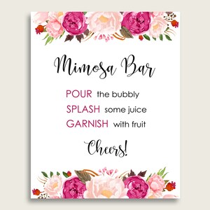 Bohemian Bridal Shower Mimosa Bar Sign Printable, Pink Beige Mimosa Sign, Drinks Sign, Engagement Sign, Wedding Sign, Instant JTD7P