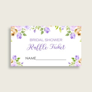 Biglietti della lotteria per addio al nubilato floreale viola, carte della lotteria per addio al nubilato giallo viola stampabili, download istantaneo, lavanda viola WEE0X