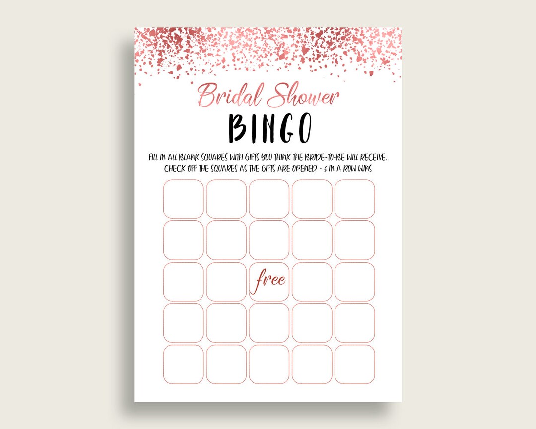 Confetti Bridal Shower Blank Bingo Game Cards Printable Etsy