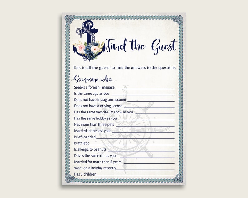Nautical Anchor Choice Find The Guest Bridal Game Beige Ranking TOP17 Fi Shower Blue
