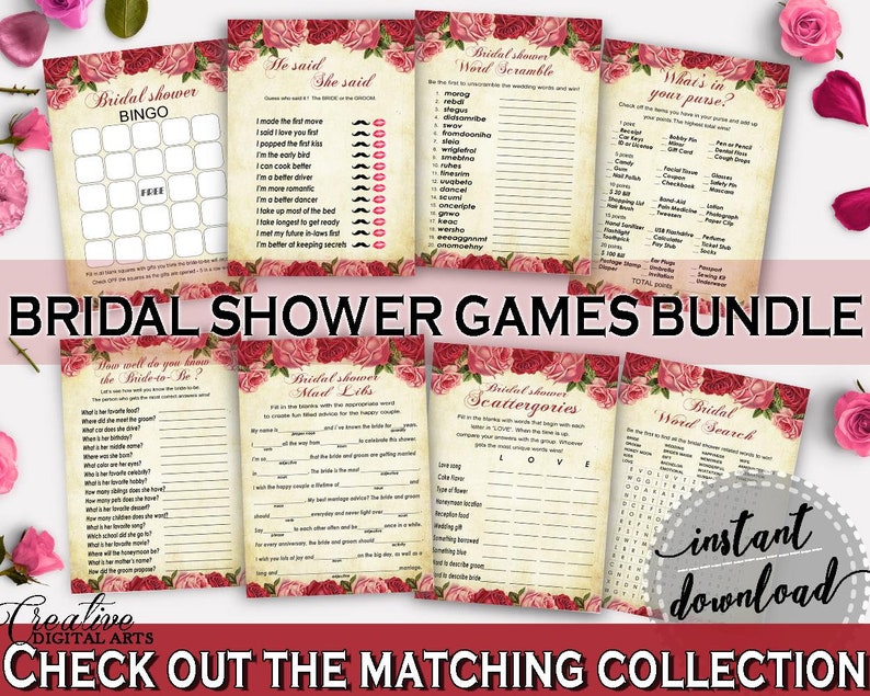 Bridal Shower Games Vintage Bridal Shower Games Bundle Bridal Etsy