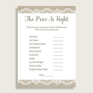 Price is Right Bridal Shower Price is Right Burlap and Lace Bridal ...