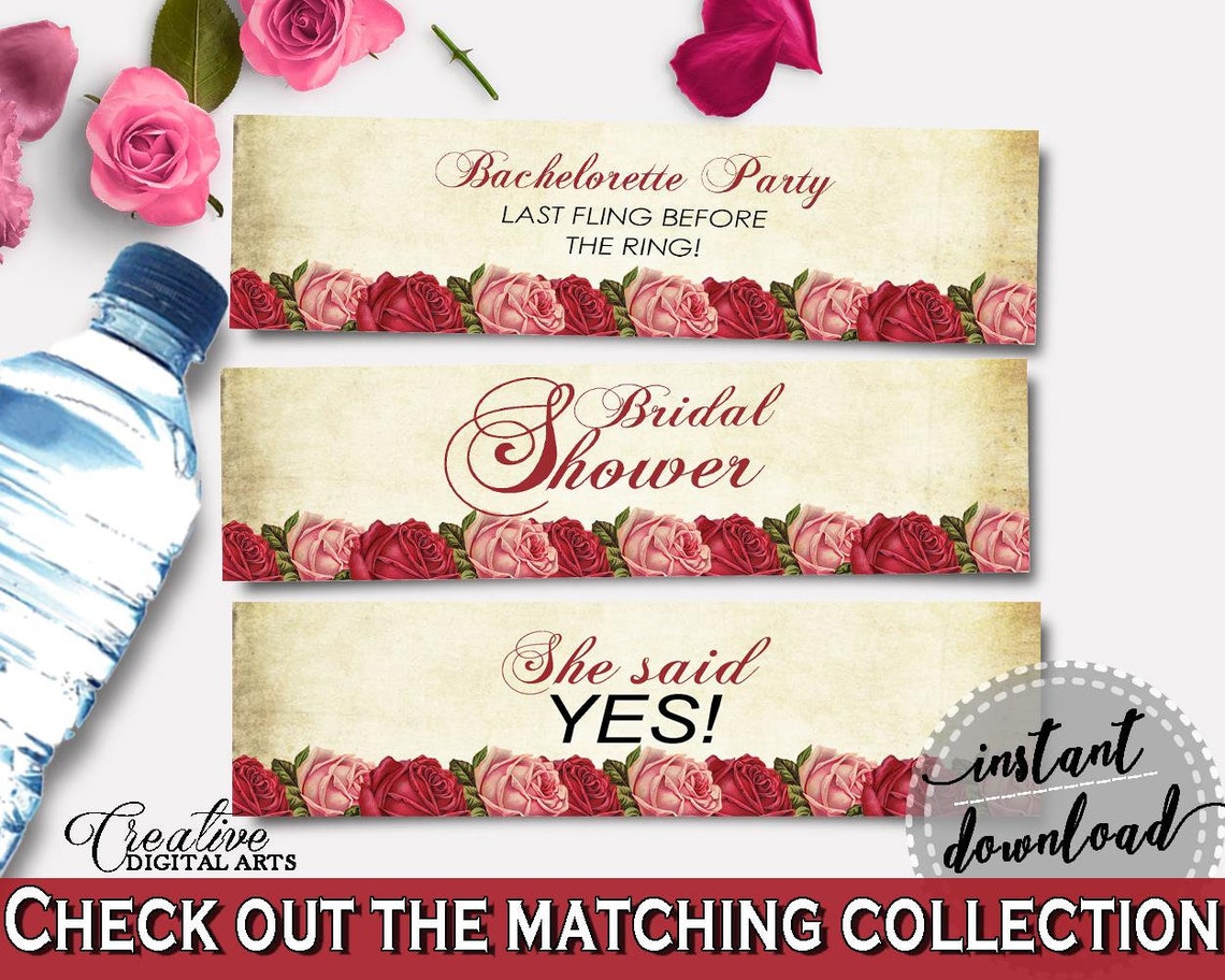 Bottle Labels Bridal Shower Bottle Labels Vintage Bridal - Etsy
