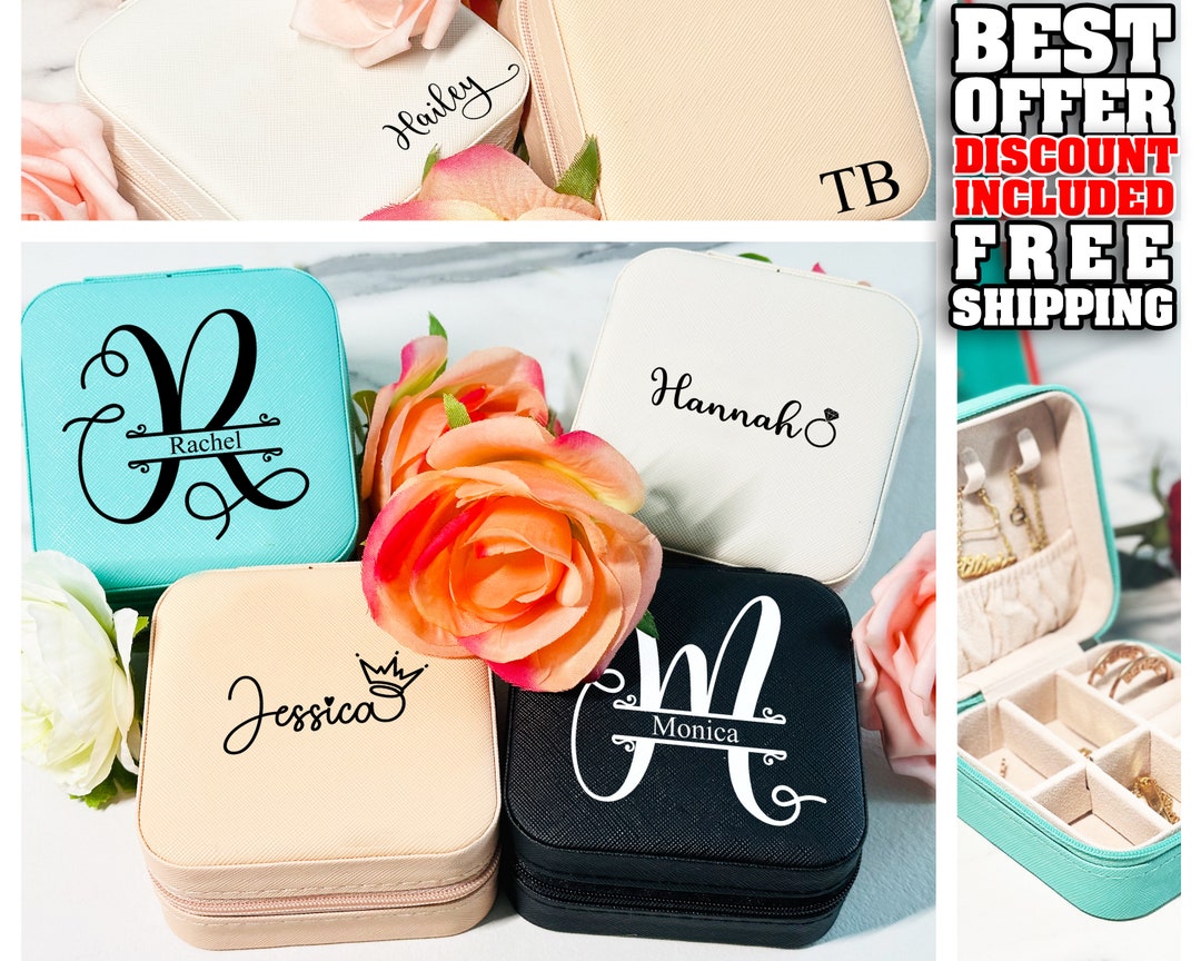 Custom Jewelry Organizer, Monogram Jewelry Box, Travel Jewelry Case