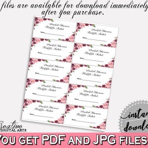 Raffle Ticket Bridal Shower Raffle Ticket Floral Bridal Shower Raffle ...