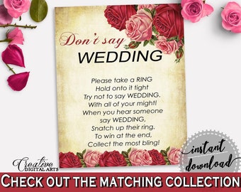 Don't Say Wedding Game Bridal Shower Don't Say Wedding Game Vintage Bridal Shower Don't Say Wedding Game Bridal Shower Vintage Don't XBJK2