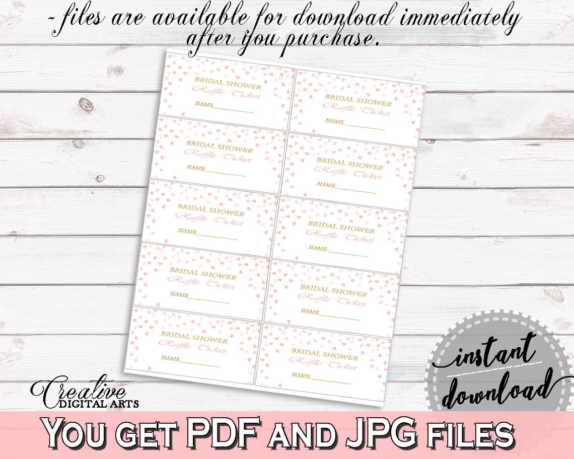 Raffle Ticket Bridal Shower Raffle Ticket Pink and Gold Bridal | Etsy