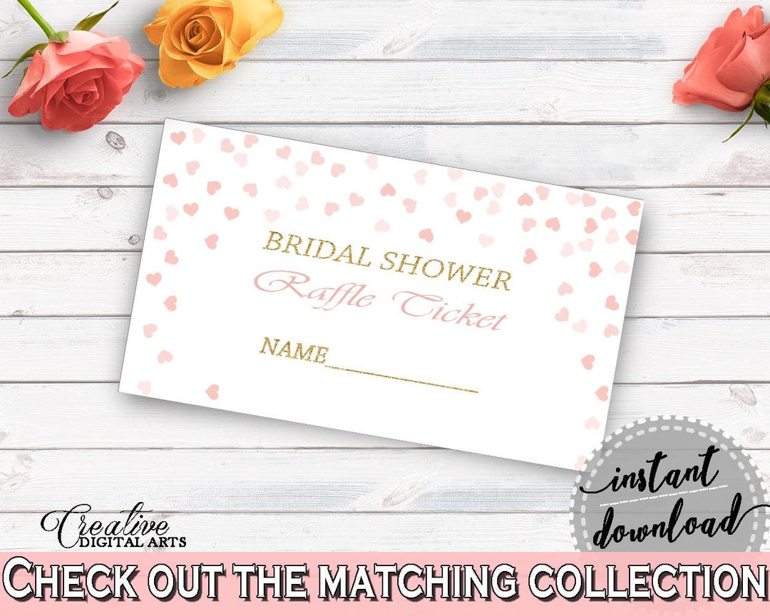 Wedding Raffle Paper Raffle Ticket Bridal Shower Raffle Ticket Pink and Gold Bridal Shower ...
