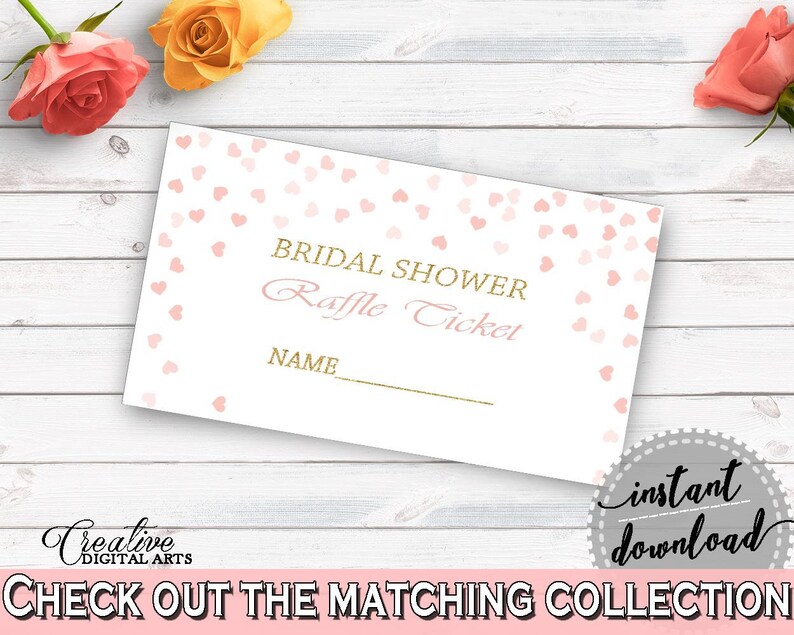 Raffle Ticket Bridal Shower Raffle Ticket Pink and Gold Bridal - Etsy
