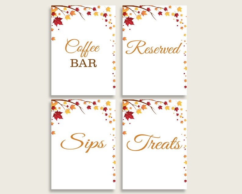 Table Signs Bridal Shower Table Signs Fall Bridal Shower Table Etsy