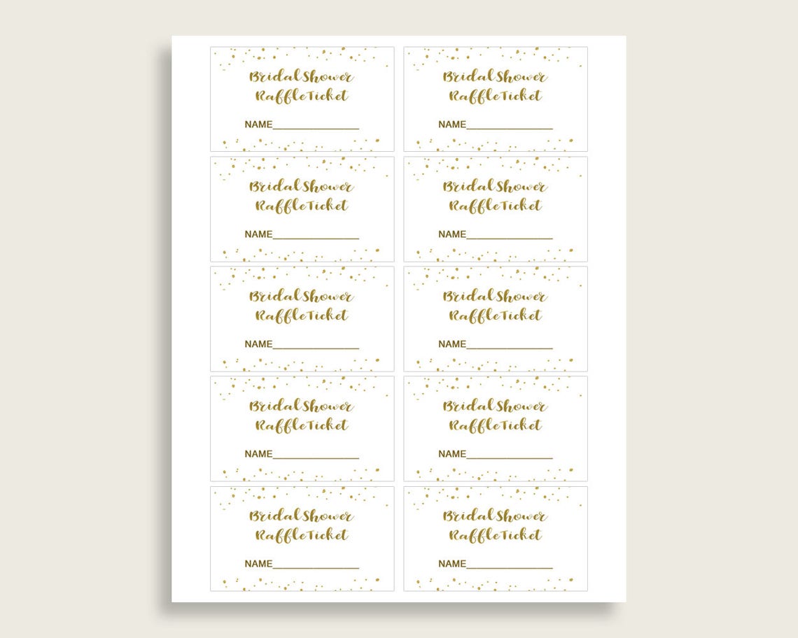 Raffle Ticket Bridal Shower Raffle Ticket Gold Bridal Shower - Etsy