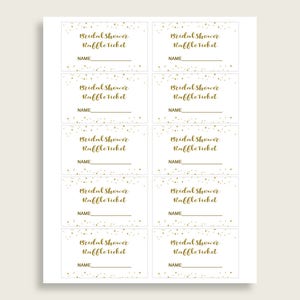 Raffle Ticket Bridal Shower Raffle Ticket Gold Bridal Shower Raffle ...
