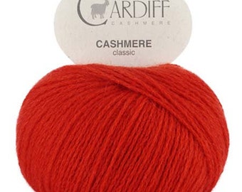 DK weight Cashmere Yarn, 517 Mandarin Orange, Cardiff Cashmere Classic, Mongolian Italian Spun Cashmere, #D8