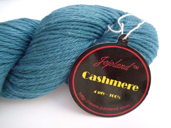 Teal Cashmere Yarn, 4 Ply Sport Weight, 175 Yards, Knitting & Crochet,  Sock, Fine Cashmere, Blue Steel, Blue Green 1354, Jojoland Cashmere 