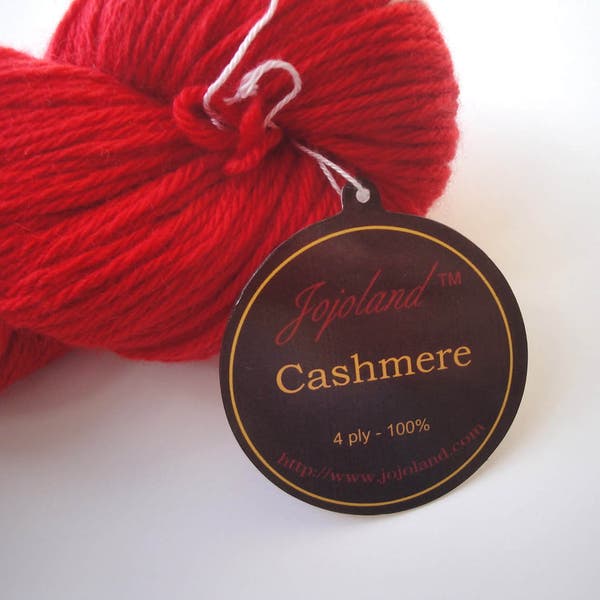 Red Cashmere Yarn, Sport Weight, Jojoland Cashmere 4ply Knitting Crochet, 100% Cashmere, Cashmeir Wolle Garn, Bright Fiery Red, 175 yards