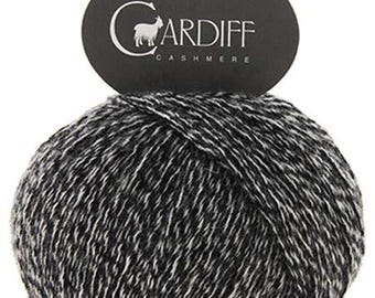 Cardiff Cashmere Classic Yarn, 690 N.York Black/White Tweed, DK Double Knit Weight Cashmere, Mongolian Cashmere, Italian Spun Cashmere, #D8