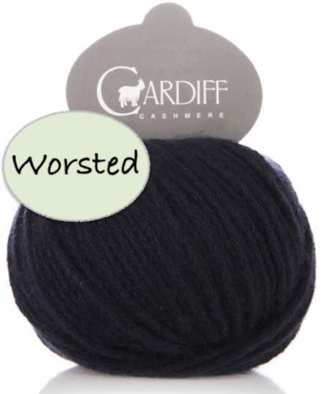 Navy Worsted Weight Cashmere Yarn, Cardiff Large, 647 Midnight Navy