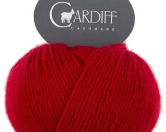 Dk Weight Cashmere Yarn, Cardiff Cashmere Classic, 564 Gerbera  Bright Christmas Red, Mongolian Italian Spun Cashmere, #D8
