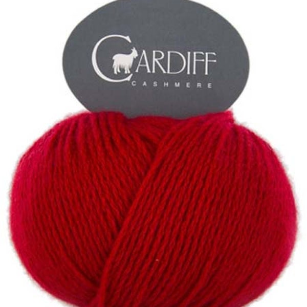 Dk Weight Cashmere Yarn, Cardiff Cashmere Classic, 564 Gerbera  Bright Christmas Red, Mongolian Italian Spun Cashmere, #D8