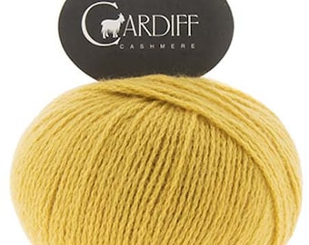 Cardiff Cashmere Classic, 683 Kaori Yellow, Split Pea, DK (Sport) Weight Cashmere, Mongolian Cashmere, Italian Spun Cashmere, #D8