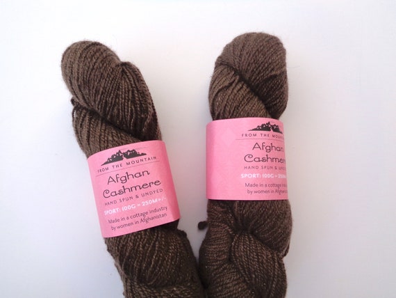 Pure Cashmere Yarn Brown Sport Weight From The Mountain Etsy