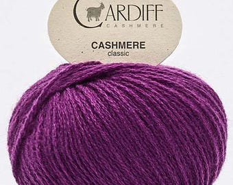 Cardiff Cashmere Classic, 695 Mulberry Jasper Deep Pink, DK Weight Cashmere, Mongolian Cashmere, Italian Spun Cashmere #D8