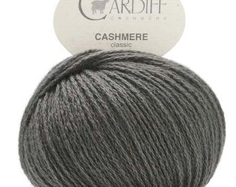 Cardiff Cashmere Classic Yarn, 704 Circus (Elephant Grey, DK Weight Cashmere, Mongolian Cashmere, Italian Spun Cashmere
