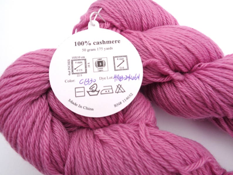 Pure Cashmere Sport Weight Yarn, Rosebloom Pink, C1330, 4 Ply Sport Weight, Knitting & Crochet