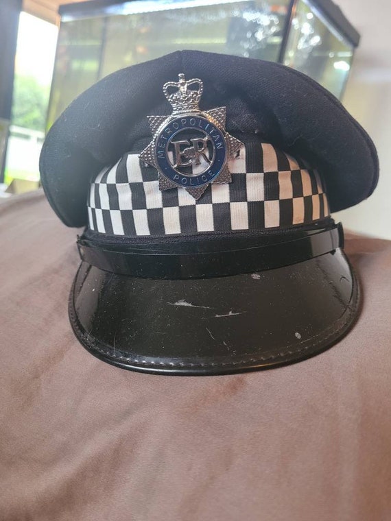 Vintage Police Checkered Hat ER Metro 