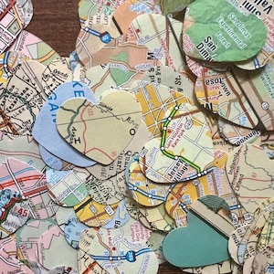 Vintage Map Heart Confetti: 500+ Travel Theme Party Decorations