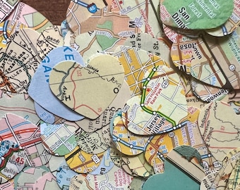 Vintage Map Heart Confetti: 500+ Travel Theme Party Decorations