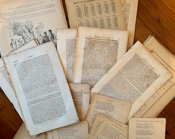 1800s Antique Book Pages Ephemera Bundle 100+ Sheets Vintage Craft Supplies