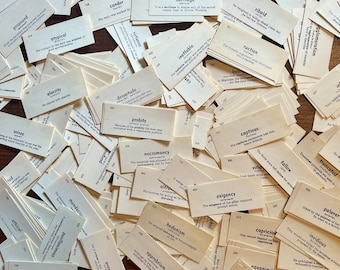 Vintage 1950s Vocabulary Cards: 25 Miniature Ephemera for Journaling