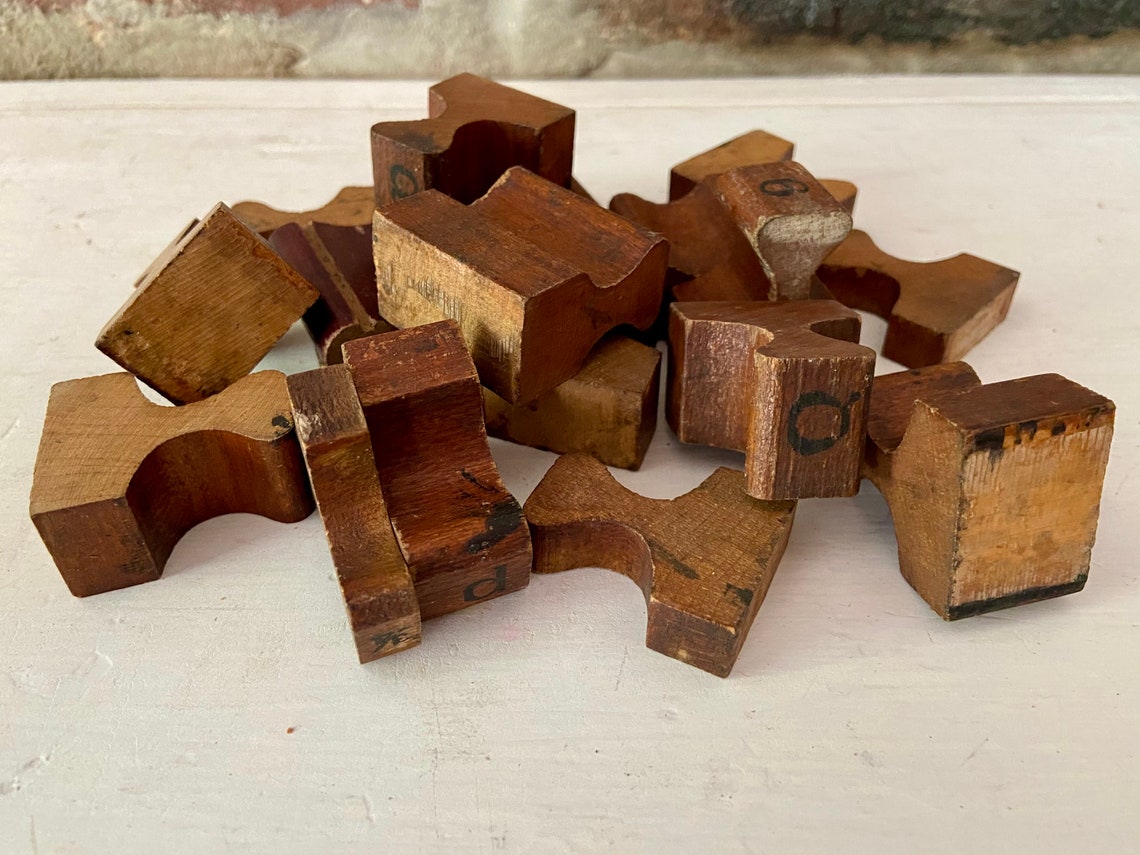 Wooden Stamp Blocks Vintage Letter and Number Stamp Handles Etsy
