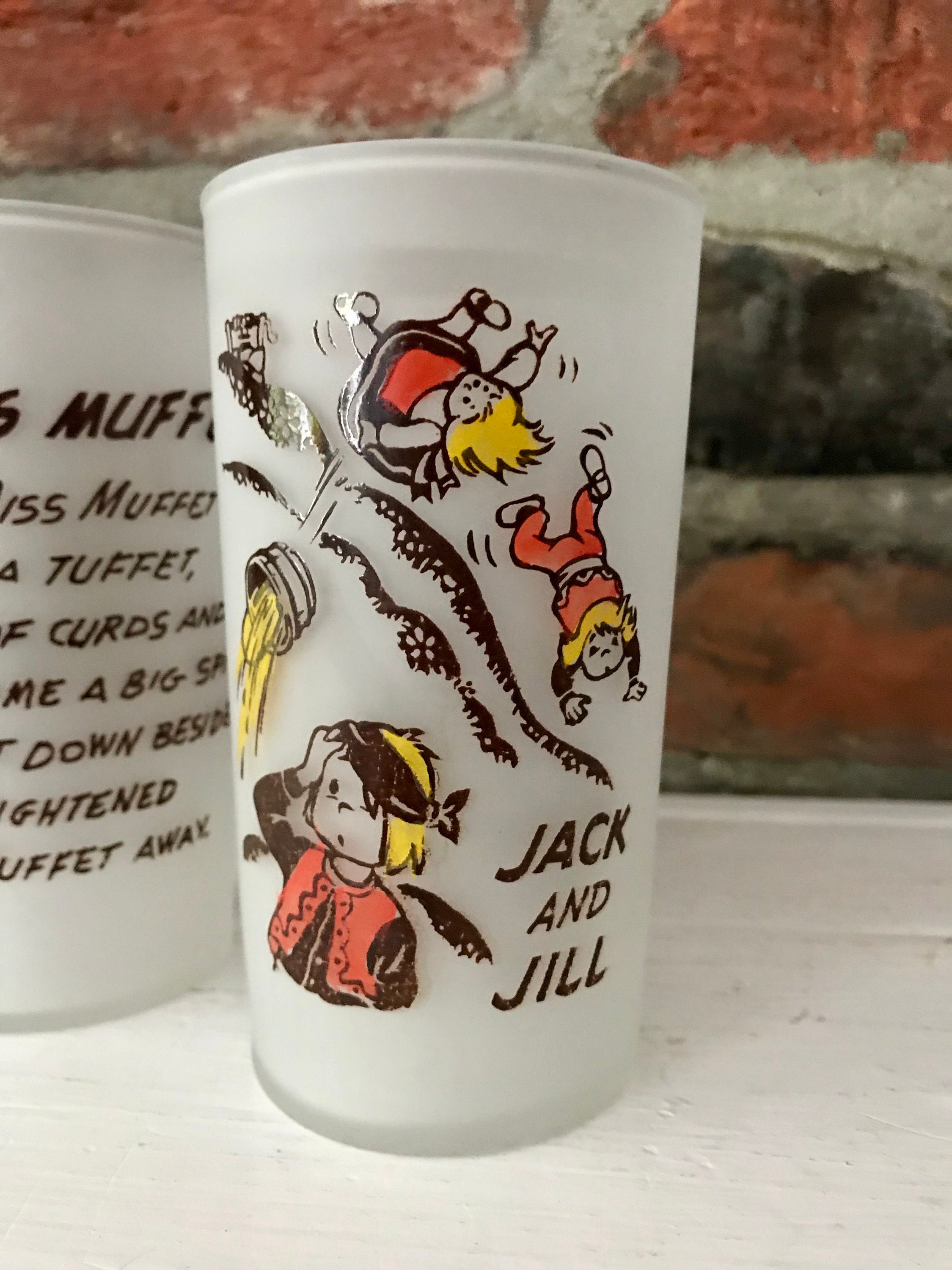 Delightful Nursery Rhyme Glasses Vintage Frosted Tumblers Etsy Canada