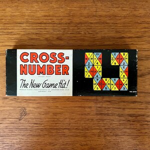 Juego de números cruzados vintage, juego de Russell Manufacturing Company, juego de números de los años 30, juego familiar antiguo, juego de cartas vintage, decoración de salas de juegos