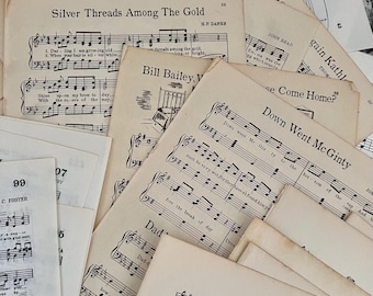 Vintage Sheet Music Ephemera: 1800s-1900s Song Pages