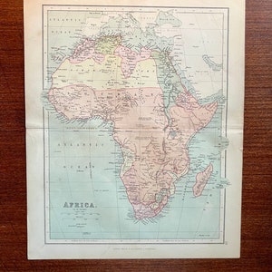1875 Map of Africa, Geographical Ephemera, 1800’s Antique Map, African History, African Heritage Gift, Vintage Wall Decor