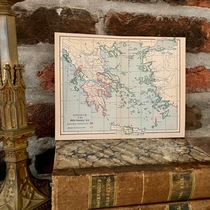 1894 Map of Greece in the Fifth Century B.C., Antique Maps, Ancient Ephemera, Vintage Wall Decor