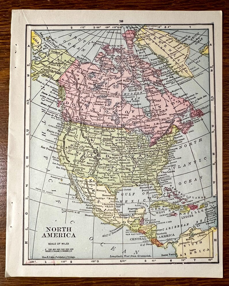 1905 United States Map: Antique North America Wall Art - Etsy